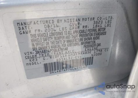 2016 Nissan Sentra Sv from USA, damaged, VIN 3N1AB7AP7GL679140